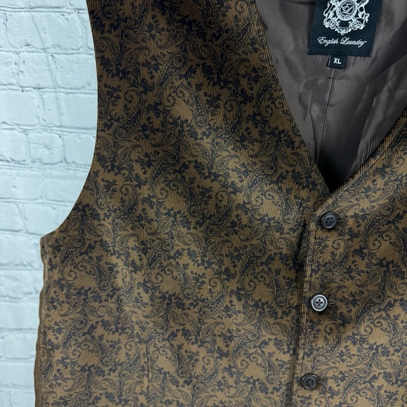 English Laundry Brown Paisley Floral Print Vest Size XL - Picture 3 of 8